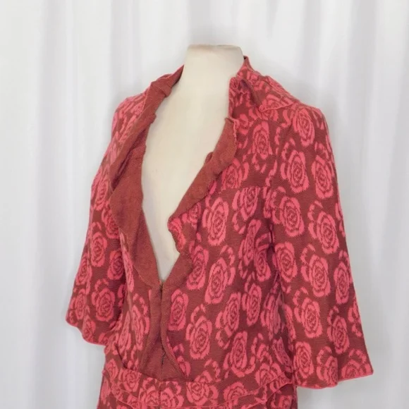 Anthropologie YELLOW BIRD Any Other Rose Roses Floral Cardigan Sweater Large - Picture 7 of 12